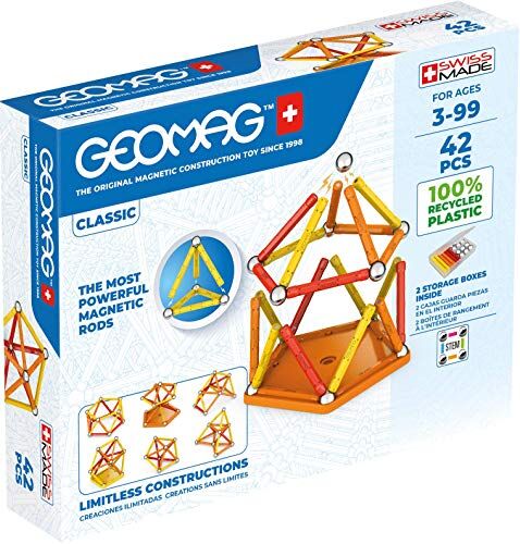 Geomag Classic 42 Pieces Magnetic Construction for Children Green Collection 100 Percent Recycled Plastic Educational Toys