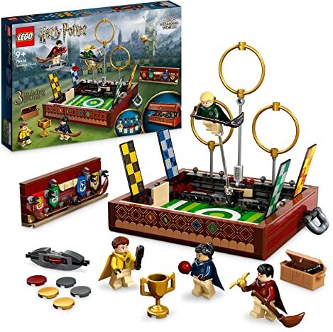 Lego Harry Potter Baule del Quidditch, Gioca a 3 Diverse Sfide Fino a Due Giocatori con Minifigure Personalizzabili di Draco Malfoy, Cedric Diggory e Cho Chang, Giochi da Viaggio per Bambini