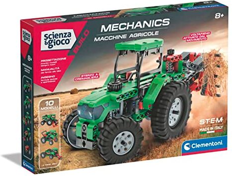 Clementoni - Scienza Build-Macchine Agricole-Set Costruzioni Bambini, Laboratorio Meccanica, Gioco Scientifico 8 Anni (Versione Italiana) -Made in Italy, Colore,