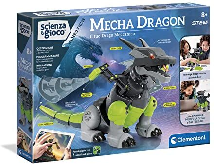 Clementoni Science & Play-Mecha Dragon Robot Scienza e Gioco Robotics Giocco Educativo ed Interattivo, Multicolore, , da 8 anni in piu, 2 motori e manuale illustrato