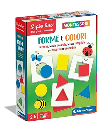 Clementoni - Sapientino Forme flashcard Figure Geometriche e Colori, Gioco Montessori 2 Anni, metodo educativo montessoriano, Made in Italy, Multicolore, Medio,