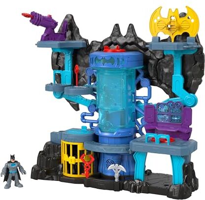 Fisher Price Imaginext DC Super Friends Playset di Batman, Batcaverna Bat-Tech con Luci e Suoni, Giocattolo per Bambini 3+Anni,