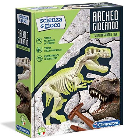 Clementoni - Archeogiocando T-Rex Luminoso al Buio Gioco Scientifico, Multicolore,