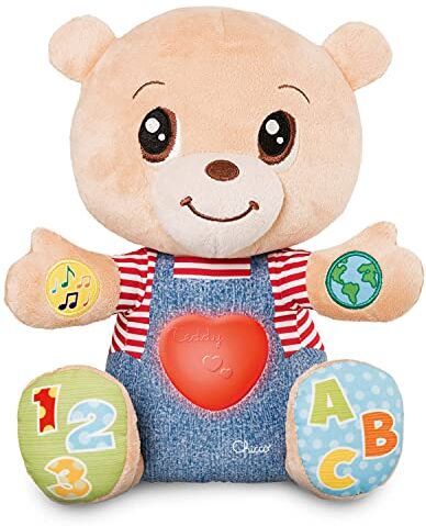 Chicco Teddy Orso delle Emozioni, Peluche Evolutivo Interattivo Bilingue Italiano/Inglese, Gioco Educativo con Emozioni, Numeri e Lettere, Pupazzo con Luci e Canzoni Giochi Bambini 6 Mesi 5 Anni