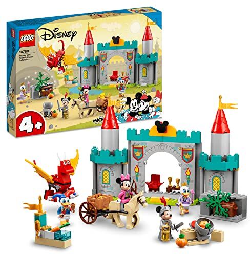 Lego Disney Topolino e i suoi Amici Paladini del Castello, Set con Edificio con Torri da Costruire, Cavallo, Drago Giocattolo e 4 Minifigure, Giochi per Bambini e Bambine da 4 Anni in su