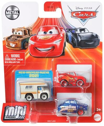 Disney Mattel  Cars Mini Racers, Assortimento da 3 Macchinine, Giocattolo per Bambini 3+ anni,  (modelli /colori assortiti)