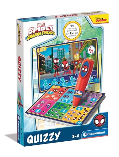 Clementoni Sapientino Quizzy Marvel Spidey Amazing Friends-Schede Penna Interattiva, Gioco Educativo 3 Anni, Elettronico Parlante, Batterie Incluse, Made in Italy, Colore Basic,