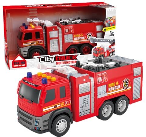 Generic Camion Pompieri Luci e Suoni Camion Pompieri Giocattolo Camion Grande dei Pompieri Camion Pompieri per Bambini Camion Pompieri a Frizione Luci Lampeggianti & Sirene Veicolo Giocattolo di Emergenza