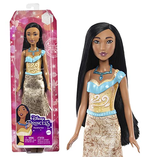 Mattel Disney Princess Pocahontas bambola snodata, con capi e accessori scintillanti ispirati al film Disney, Giocattolo per Bambini 3+ Anni,
