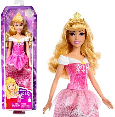 Mattel Disney Princess Aurora bambola con capi e accessori scintillanti ispirati al film, giocattolo per bambini, 3+ Anni,