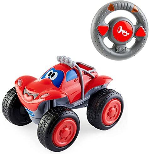 Chicco Billy Bigwheels, Macchina Telecomandata, con Telecomando Intuitivo a Forma di Volante e Ruote Grandi, Riproduce Suoni Reali di una Vera Macchina, Macchinine Giocattolo Bambini 2 6 Anni, Rossa