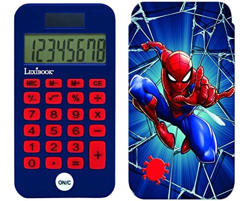 Lexibook Marvel Spider-Man Calcolatrice tascabile, funzioni classiche e avanzate, copertina rigida protettiva, funzionamento a batteria, blu/rosso,