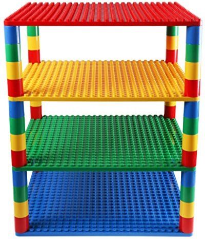 Strictly Briks Set di mattoncini per costruzione torre include 48 pilastri cilindrici e 4 basi compatibile con tutte le principali marche solo mattoncini a pioli grandi blu, verde, rosso, giallo