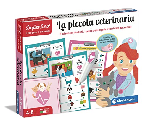 Clementoni Sapientino La Piccola Veterinaria, quiz, schede attività e penna interattiva parlante animali gioco educativo 4 anni Made in Italy