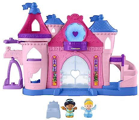 Fisher Price Little People Disney Princess Magical Lights & Dancing Castle, PlaySet Castello con Luci, Suoni e Personaggi Cenerentola e Jasmine Inclusi, Giocattolo per Bambini, 1-5 Anni, HND55