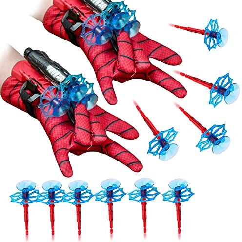 LIDEYE Set di 2 Guanti Spiderman Giochi da Bambini, Glove Spara Ragnatele, Spider Web Launcher Toy, Giocattolo Educativo