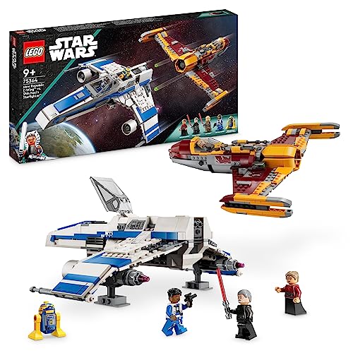 Lego Star Wars E-Wing della Nuova Repubblica vs. Starfighter di Shin Hati, Set Serie Ahsoka con 2 Veicoli Giocattolo, Figura di Droide, 4 Minifigure e 2 Spade Laser