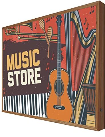 CCRETROILUMINADOS Cartello vintage illuminato con luce LED Pop Art: Music Store