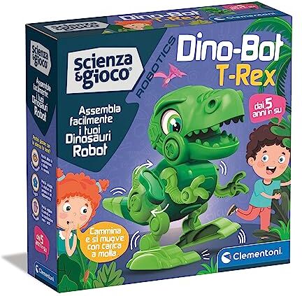 Clementoni - Scienza Robotics-Dino Bot Costruire, Laboratorio Robotica, Modello di Dinosauro T-Rex, STEM, Gioco Scientifico 5 Anni, Made in Italy, Colore Italiano,