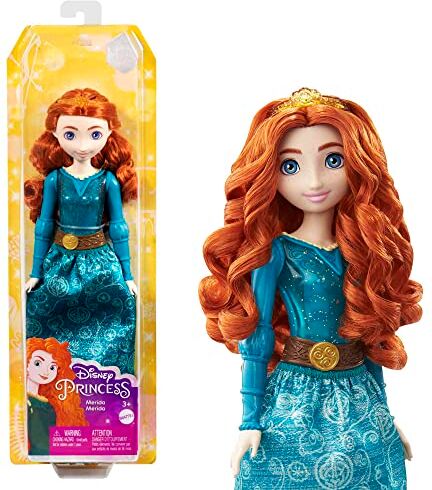 Mattel Disney Princess Merida bambola snodata, con capi e accessori scintillanti ispirati al film Disney, Giocattolo per Bambini 3+ Anni,