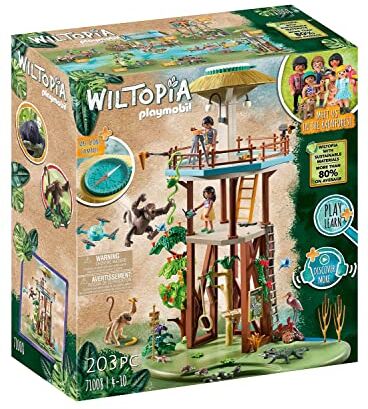 Playmobil Wiltopia  Centro di osservazione animali dell'Amazzonia, Con Bussola e Animali Giocattolo, Giocattolo Sostenibile per Bambini dai 4 Anni in su