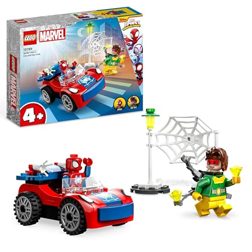Lego Marvel L’Auto di Spider-Man e Doc Ock, Giocattolo di Spidey e i Suoi Fantastici Amici, Giochi per Bambini dai 4 Anni con Mattoncini Fosforescenti