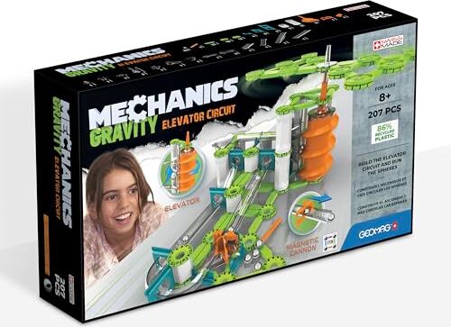 Geomag Mechanics Gravity Elevator Circuit Educational and Creative Game for Children Magnetic Building Blocks, Circuit with Magnetic Blocks, Recycled Plastic Set of 207 Pieces