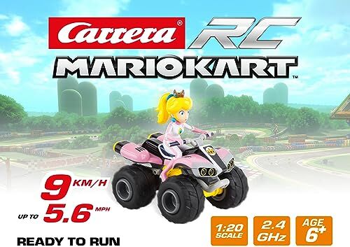 Carrera RC Nintendo Mario Kart 8 Peach Quad │ Auto telecomandata da 6 anni per uso interno ed esterno │ Mini Mario Kart auto da portare via │ Giocattoli per bambini e adulti