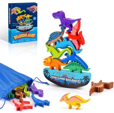 GeschenPark Giochi Bambini 3 4 5 Anni, Dinosauri per Bambini Giocattoli Regalo Bambino 3-7 Anni Regali Natale Gioco Bambino 3-5 Anni Maschio Giochi in Legno per Bambini 3 Anni Giochi Educativi