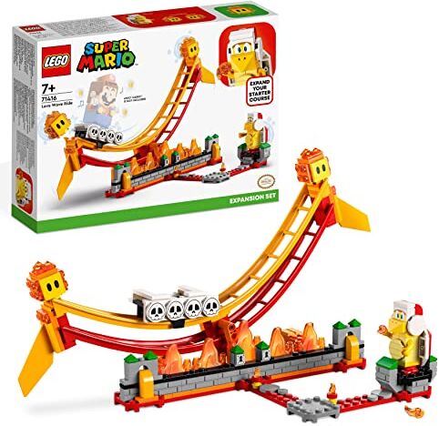 Lego Super Mario Pack di Espansione Giro sull’Onda Lavica con Figure di Fuoco Bros e 2 Fiammetti, Gioco da Collezione da Abbinare allo Starter Pack