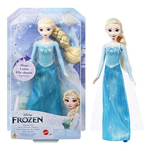 Mattel Disney Frozen Elsa All'alba sorgerò, bambola con look elegante, canta “All'alba sorgerò” dal film Disney Frozen, giocattolo per bambini, 3+ anni, versione instrumentale,