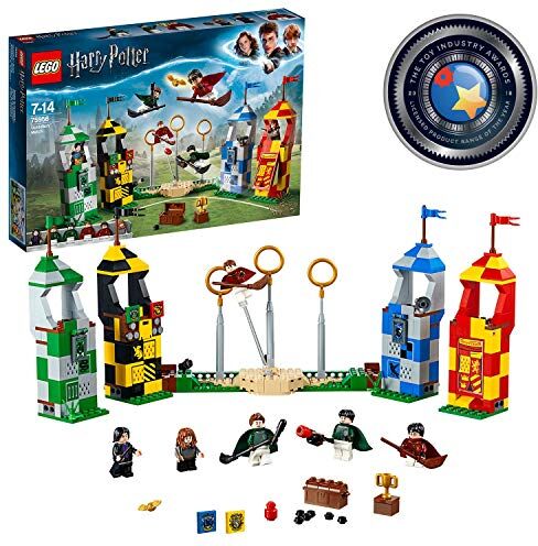 Lego Harry Potter Partita di Quidditch, Set di Costruzioni con le Torri delle Case di Grifondoro, Serpeverde, Corvonero e Tassorosso, Idea Regalo,