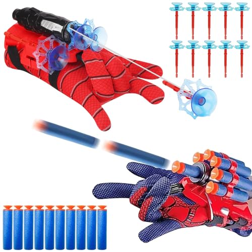 Dhqkqg Launcher Glove,Set di 2 Spara Ragnatele Spiderman, Spiderman Glove Launcher Giocattoli, Spara Ragnatele Spider-Man, Spider Web Launcher Toy, Giocattolo Educativo per Bambini