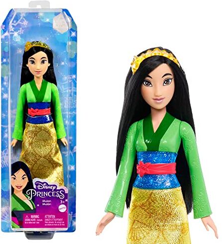 Mattel Disney Princess Mulan bambola snodata, con capi e accessori scintillanti ispirati al film Disney, Giocattolo per Bambini 3+ Anni,