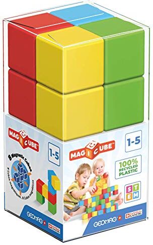 Geomag Magicube Costruzioni Magnetiche per Bambini Linea Green 100% Plastica Riciclata, 8 cubi, , multicolore