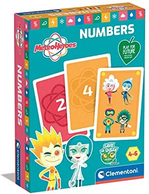 Clementoni PLA Does Not Apply Meteo Heroes educativo 4 Anni-flashcard Numeri-Carte da Gioco per Bambini-Play for Future-Made in Italy, Multicolore, One Size,