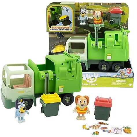 Giochi Preziosi Bluey Camion Spazzatura Giocattolo, Set Giocattolo per Bambini con Personaggi Articolati, Bidoni e Accessori, Giochi Bambini 3 Anni +, Gioco Interattivo