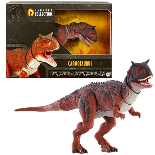 Mattel Jurassic World Il Regno Distrutto Carnotaurus Hammond Collection, dinosauro snodabile dal design premium e lungo 43+ cm, ettagli realistici, giocattolo per bambini, 8+ anni,