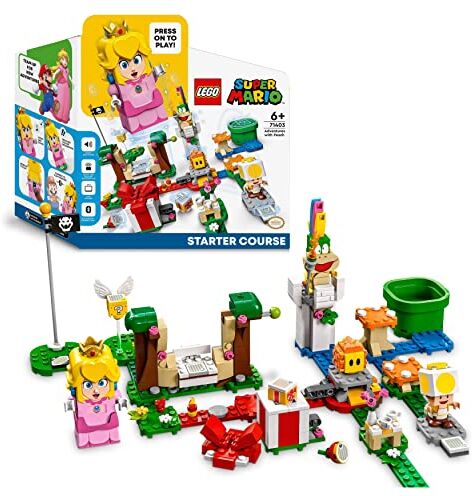 Lego Super Mario Starter Pack Avventure di Peach, Gioco per Bambini, Bambine, Ragazzi e Ragazze, Set da Costruire con Personaggio Interattivo della Principessa, Toad Giallo e Lemmy, Idea Regalo