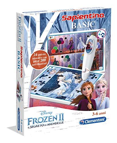Clementoni Sapientino Penna Basic Disney Frozen 2 gioco quiz con penna interattiva, gioco educativo 3 anni, elettronico parlante Made in Italy, batterie incluse