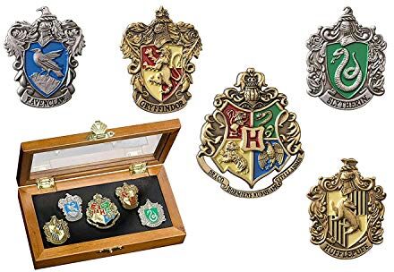 The Noble Collection Hogwarts House Pin Five pin in vetrina. Harry Potter , Argento, 15.24 x 10.16 x 3.81 cm