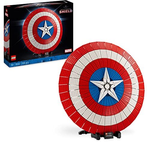 Lego Marvel Scudo di Captain America, Kit di Costruzione Avengers per Adulti con Minifigure, Targhetta e Martello di Thor, Idea Regalo da Collezione per Uomo Donna, Lui o Lei, da Infinity Saga