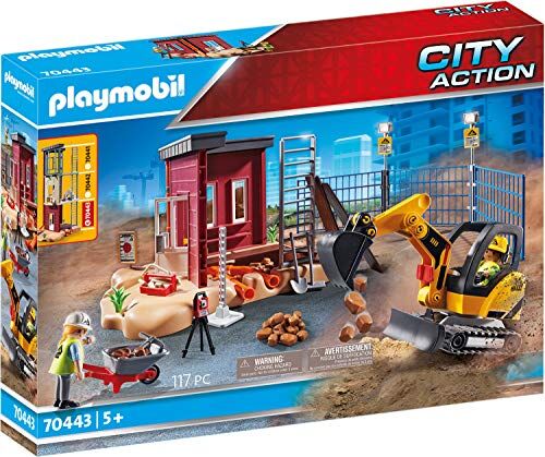 Playmobil City Action , Mini Escavatore con Cantiere, dai 5 Anni