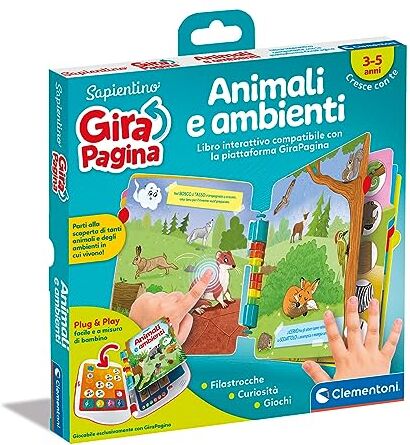 Clementoni Sapientino Girapagina, Animali E Ambienti Libro Educativo Ed Interattivo Per Stimolare L'Interesse Alla Lettura, Per Bambini Dai 2 Anni (Gioco In Italiano)