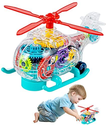 Generic Elicottero elettrico per bambini Trasparente Gear Elicottero 360 Rotante Modello di aeroplano elettrico con luci e giocattoli musicali per bambini dai 3 anni in su. Regali di compleanno