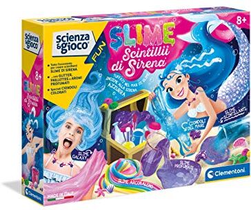 Clementoni Scienza e Gioco Scientifico Fun, Slime Scintillii di Sirena, 8 Anni, Laboratorio Esperimenti, Fabbrica per Slime, Versione in Italiano,