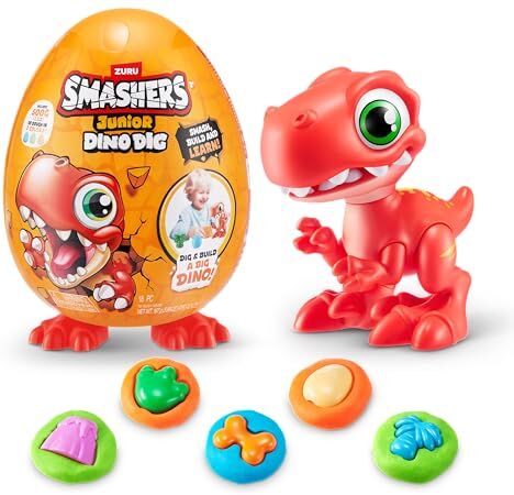 ZURU SMASHERS Smashers Junior Dino Dig Uovo piccolo di ZURU Oltre 12 sorprese, combinazioni, stampo, dinosauro, giocattoli per la prima infanzia, costruire il gioco sensoriale, da 18 mesi a 3 anni (Raptor)