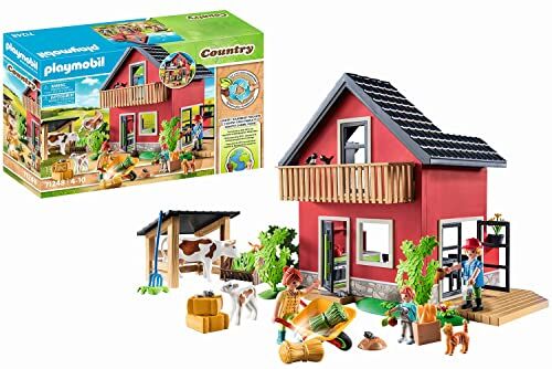 Playmobil Country  Piccola Fattoria, casa con tanti animali da cortile, fattoria biologica, giocattolo sostenibile per bambini dai 4 anni in su