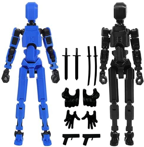 HNIEHEDT Figura T13, Titani 3D, Figura d'azione Titan 13, Figura d'azione T13, Robot mobile multi-snodato con manichino stampato in 3D Azione Lucky 13 (black+blue)