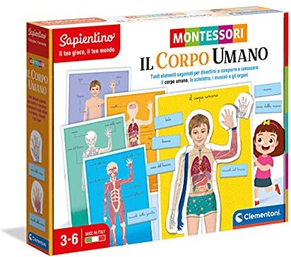 Clementoni Sapientino Montessori Il corpo umano gioco Montessori 3 anni, gioco educativo corpo umano, anatomia e sviluppo linguaggio Made in Italy